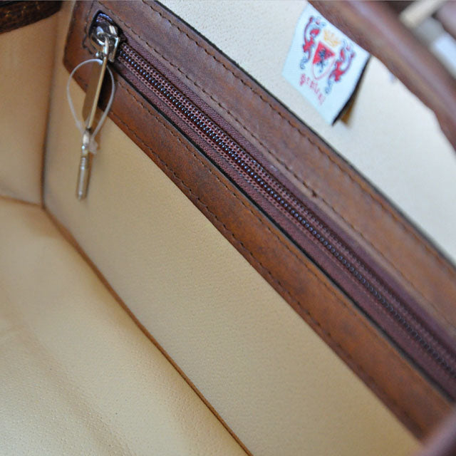 Pratesi Handbag Lady Brunelleschi in Vegetable Tanned Italian Leather - Brown Scottish