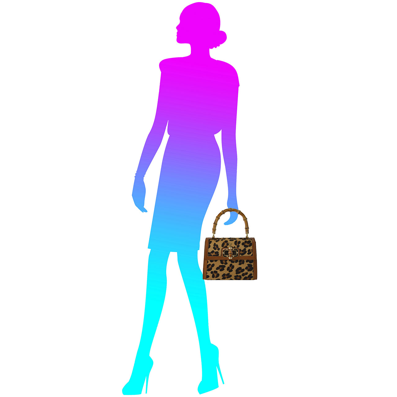 Pratesi Castalia C298/26L Lady Bag in genuine leather - Leopardo Cognac