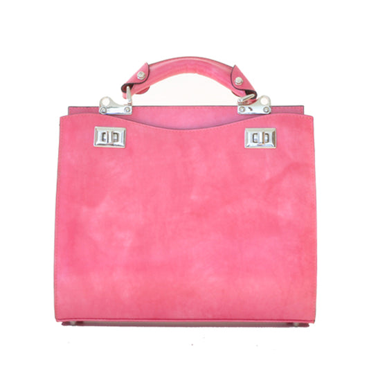 Pratesi Anna Maria Luisa de' Medici Medium Lady Bag in genuine Italian leather - Brunelleschi Leather Pink