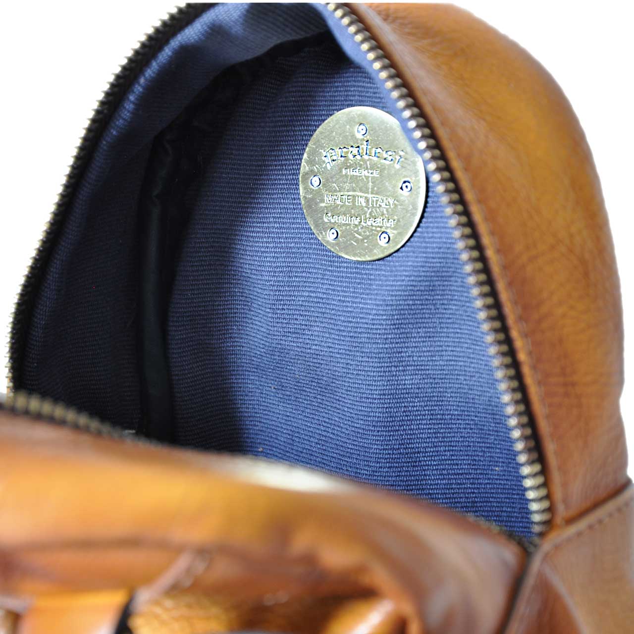 Pratesi Montegiovi Backpack in genuine Italian leather - Vegetable Tanned Italian Leather Cognac