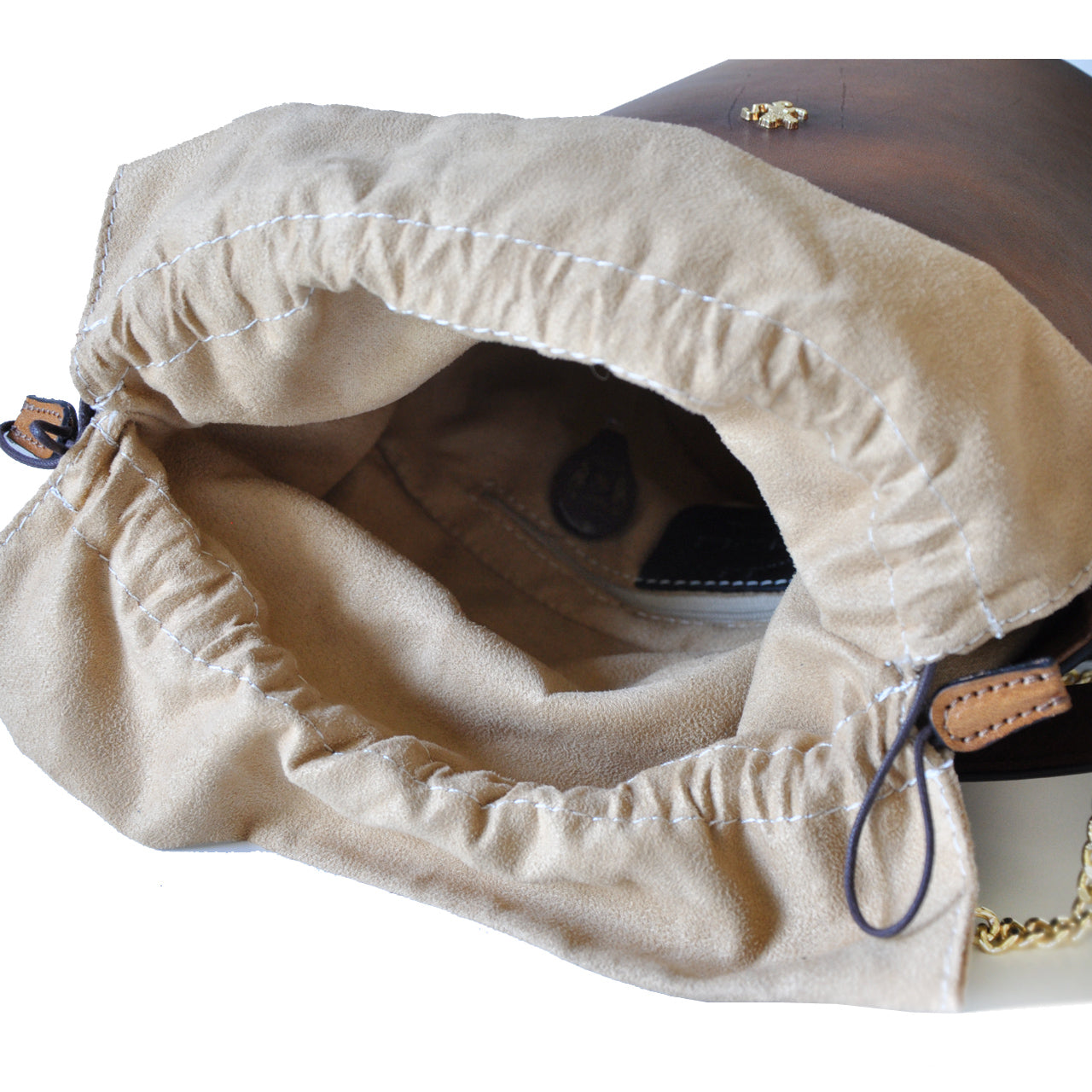 이탈리아 정품 가죽 소재의 Pratesi Bag Secchiello - 베지터블 태닝 이탈리아 가죽 오렌지