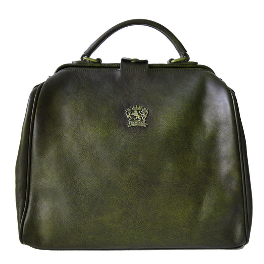 Pratesi Woman Bag Monteriggioni in genuine Italian leather - Vegetable Tanned Italian Leather Dark Green