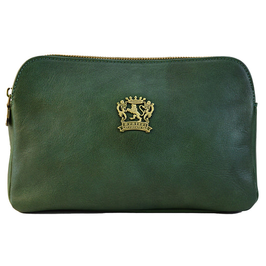 Pratesi Carmignano bag 2 zip 3 comp B195 - Vegetable Tanned Italian Leather Dark Green