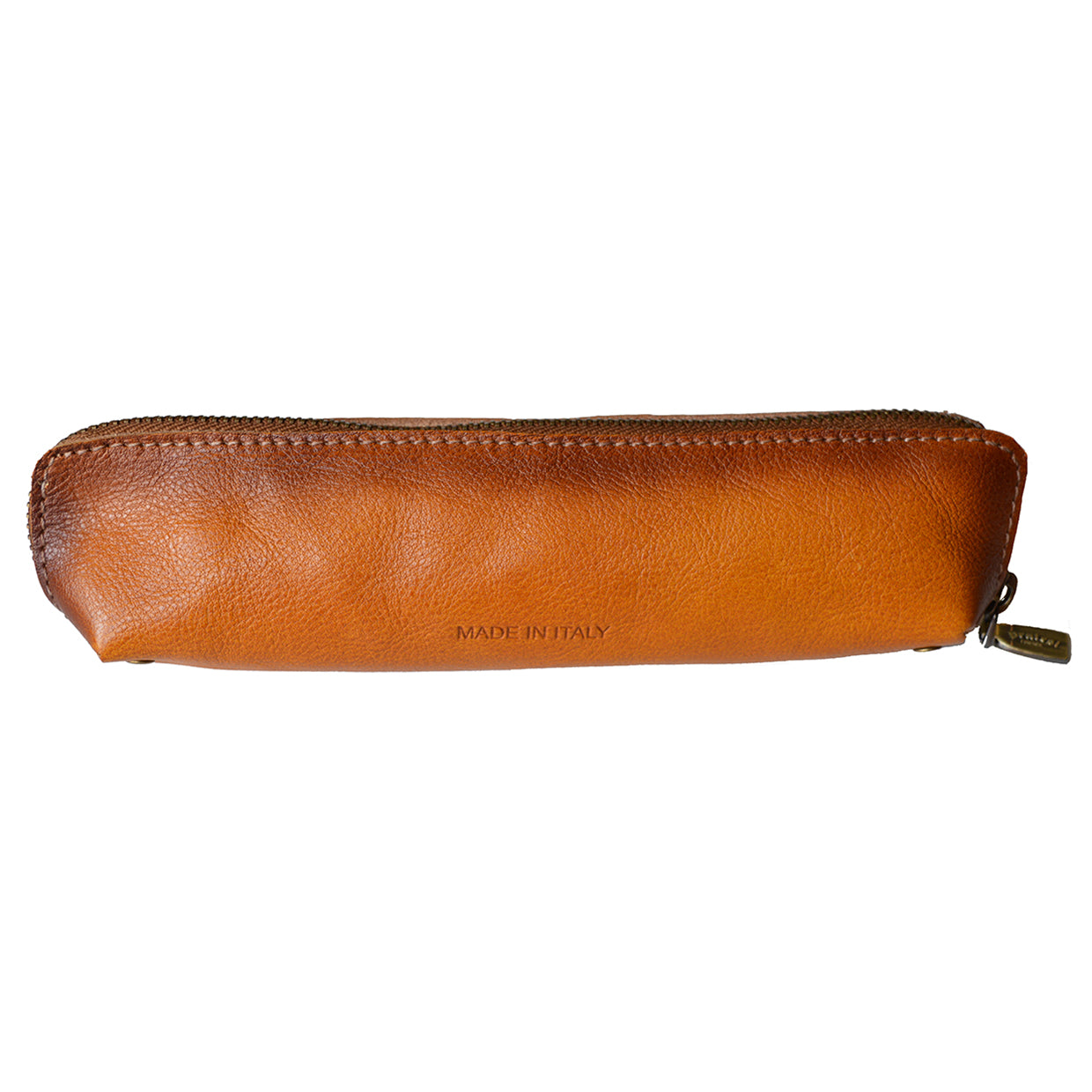 Pratesi Pencilcase in genuine Italian leather 097 - Vegetable Tanned Italian Leather Cognac