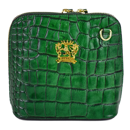 Pratesi Volterra King Lady Bag in real leather - Croco Embossed Leather Emerald