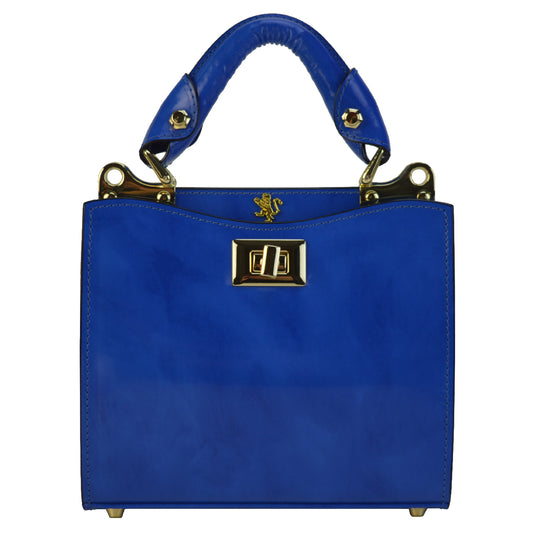 Pratesi Anna Maria Luisa de' Medici Small Lady Bag in genuine Italian leather - Brunelleschi Leather Electric Blue