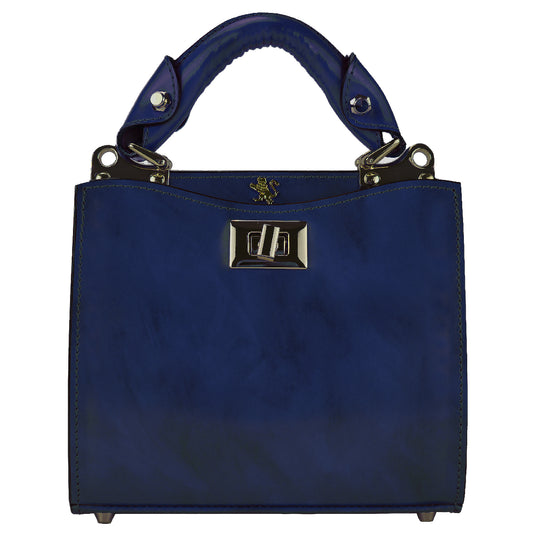 Pratesi Anna Maria Luisa de' Medici Small Lady Bag in genuine Italian leather - Brunelleschi Leather Blue