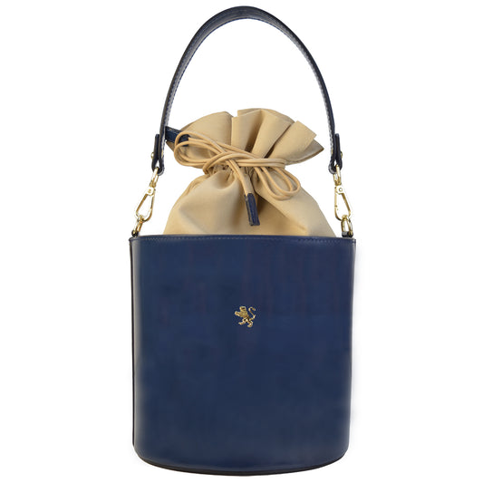 Pratesi Bag Secchiello R335 in genuine Italian leather - Brunelleschi Leather Blue