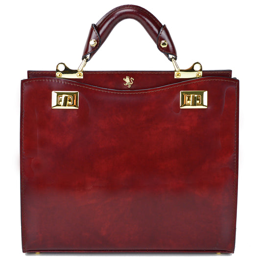 Pratesi Anna Maria Luisa de' Medici Medium Lady Bag in genuine Italian leather - Brunelleschi Leather Chianti