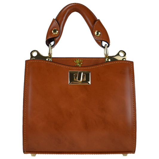 Pratesi Anna Maria Luisa de' Medici Small Lady Bag in genuine Italian leather - Brunelleschi Leather Brown