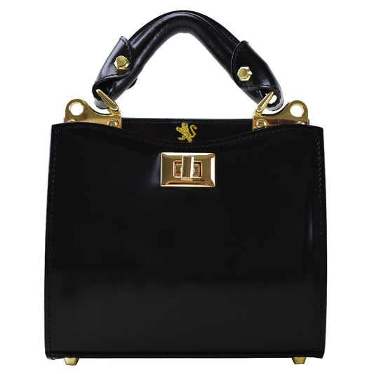 Pratesi Anna Maria Luisa de' Medici Small Lady Bag in genuine Italian leather - Brunelleschi Leather Black