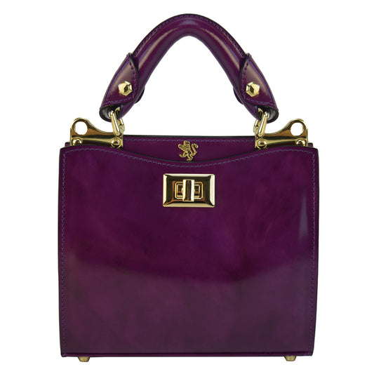 Pratesi Anna Maria Luisa de' Medici Small Lady Bag in genuine Italian leather - Brunelleschi Leather Violet
