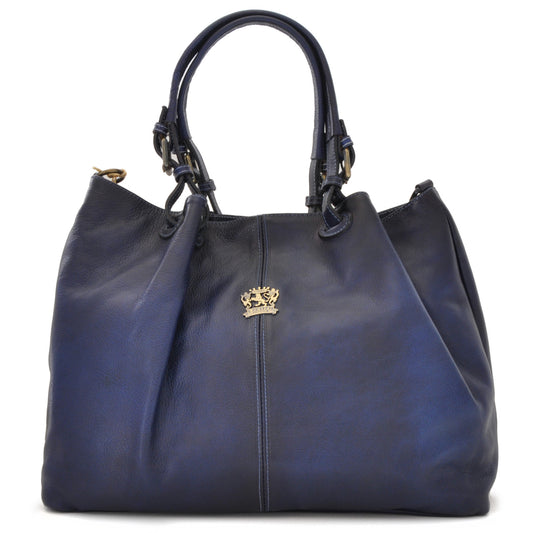 Pratesi Collodi Italian Women's Handbag in Vegetable-Dyed Leather -  Blue