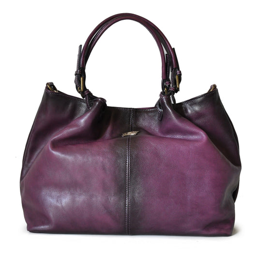 Pratesi Collodi Italian Women's Handbag in Vegetable-Dyed Leather -  Violet