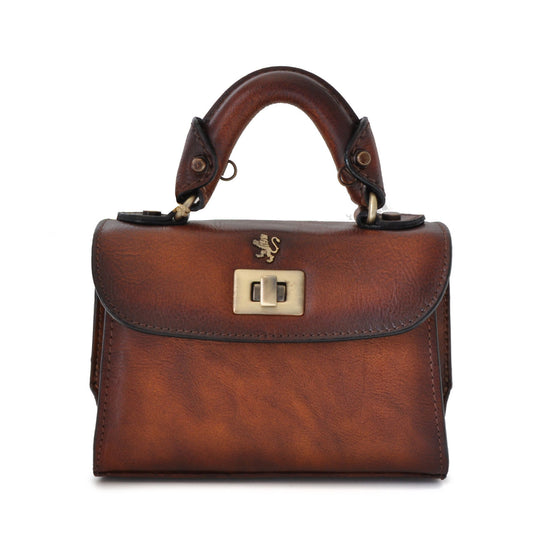 Pratesi Lucignano Small Handbag in genuine vegetable tanned leather - Brown