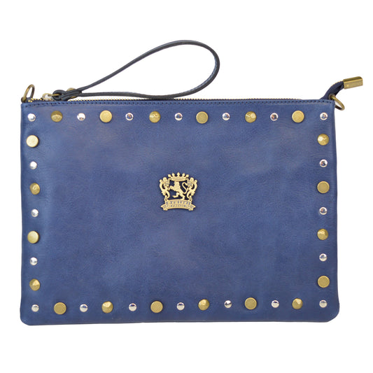Pratesi Montebonello Leather Clutch in Vegetable-Dyed Leather -  Blue