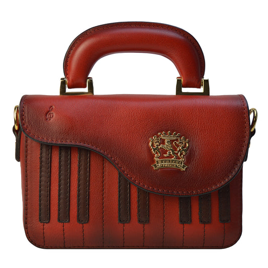 Pratesi Pianola B534 Cross Body Bag in genuine leather - Cherry