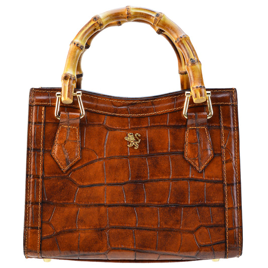 Pratesi Capri Lady's Bag in croco-embossed Italian leather - Brown