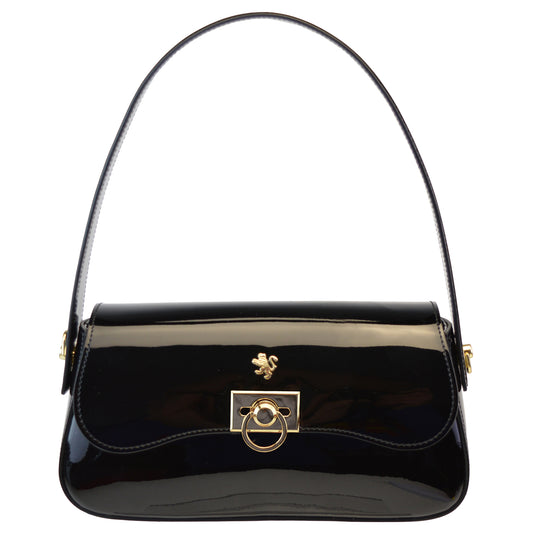 Pratesi Castellina Italian Handbag in Patent Leather - Black