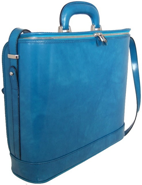 Pratesi Raffaello Laptop Bag 17 in genuine leather - Brunelleschi Sky-Blue