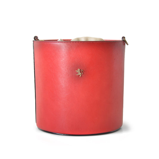 이탈리아 정품 가죽 소재의 Pratesi Bag Secchiello - 베지터블 태닝 처리된 이탈리아 가죽 체리