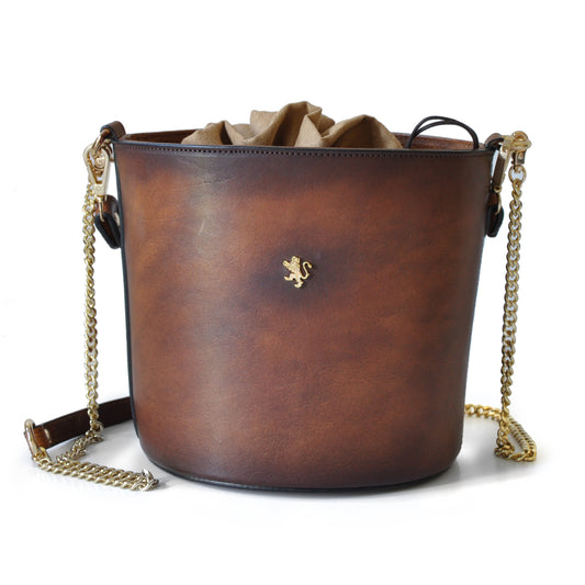 Pratesi Sac Secchiello en véritable cuir italien - Cuir Italien au Tannage Végétal Marron