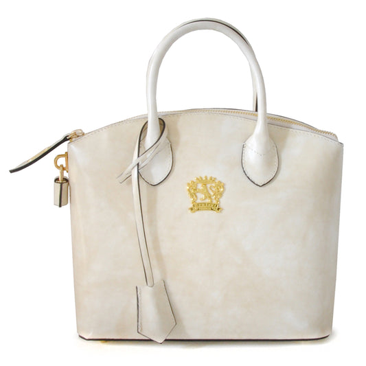 Pratesi Versilia Small Handbag in genuine Italian leather - Brunelleschi Leather White