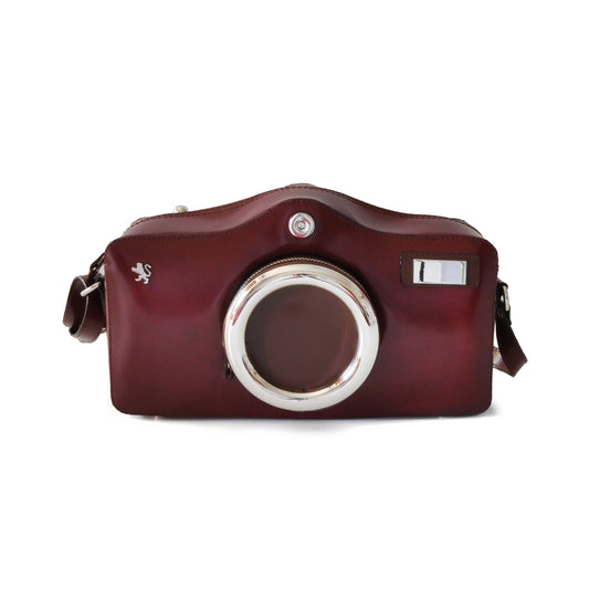 Pratesi Photocamera Radica Bolso Bandolera en auténtica piel italiana - Brunelleschi Leather Chianti