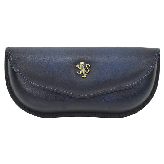 Estuche para gafas Pratesi en cuero italiano genuino - Cuero Italiano de Curtido Vegetal Azul