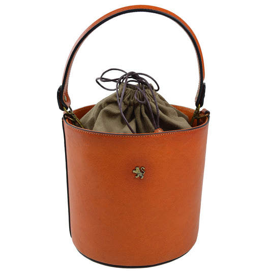 이탈리아 정품 가죽 소재의 Pratesi Bag Secchiello - 베지터블 태닝 이탈리아 가죽 오렌지
