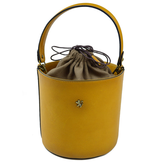 Sac Pratesi Secchiello en véritable cuir italien - Cuir Italien au Tannage Végétal Moutarde