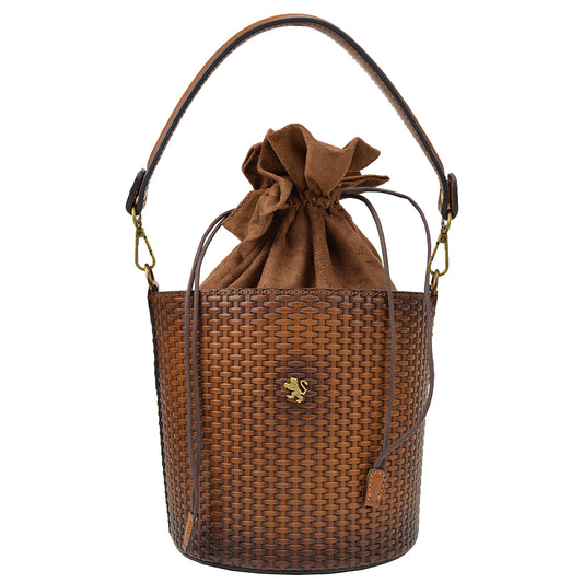 Pratesi Secchiello T335 Bag in genuine Italian leather - Treccia Brown